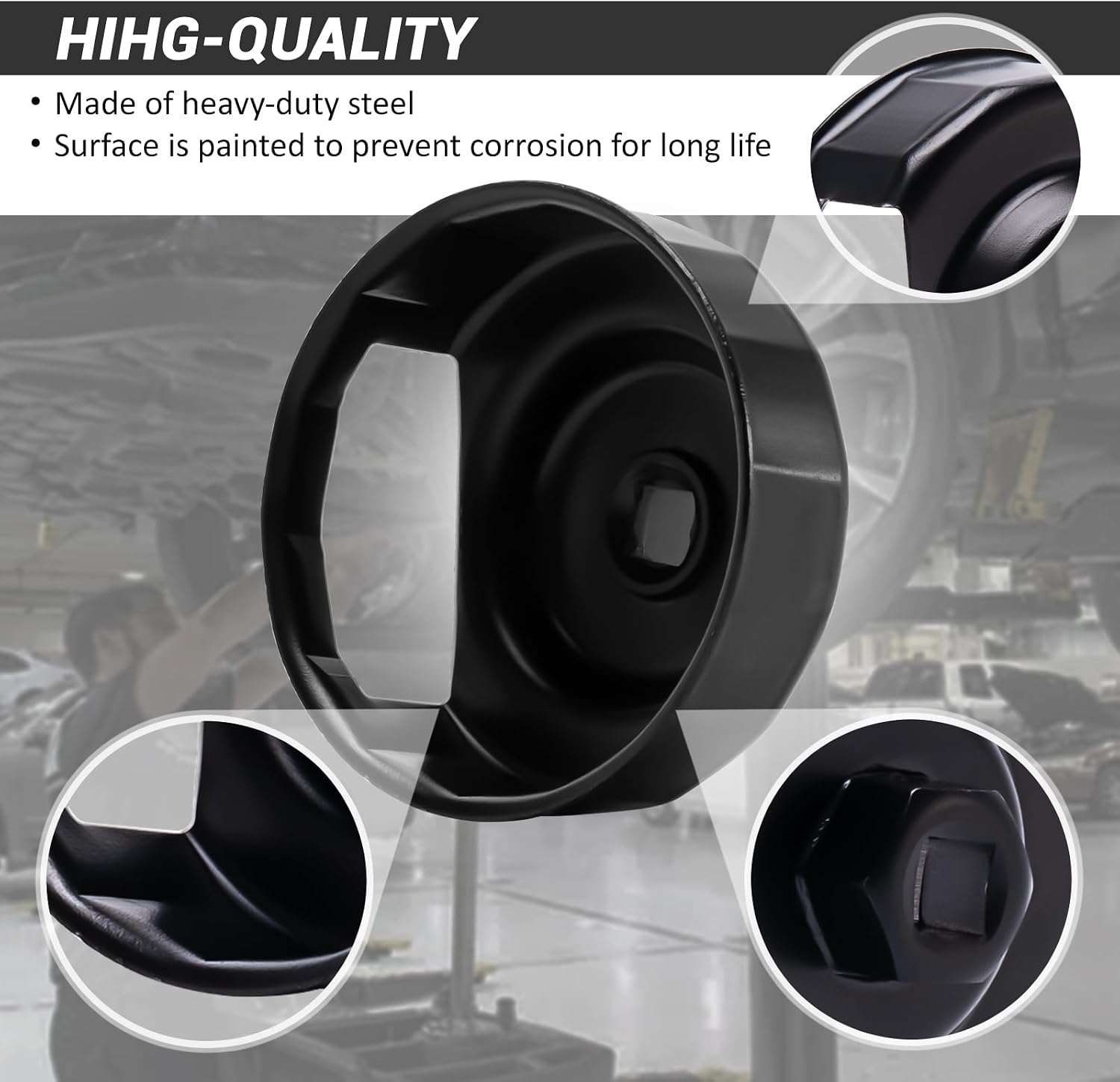 76mm 14Flutes Oil Filter Cap Wrench Removal Tool Socket, Fit for 1984-2021 Harley Spin-On Oil Filters (Except '15-Later XG)