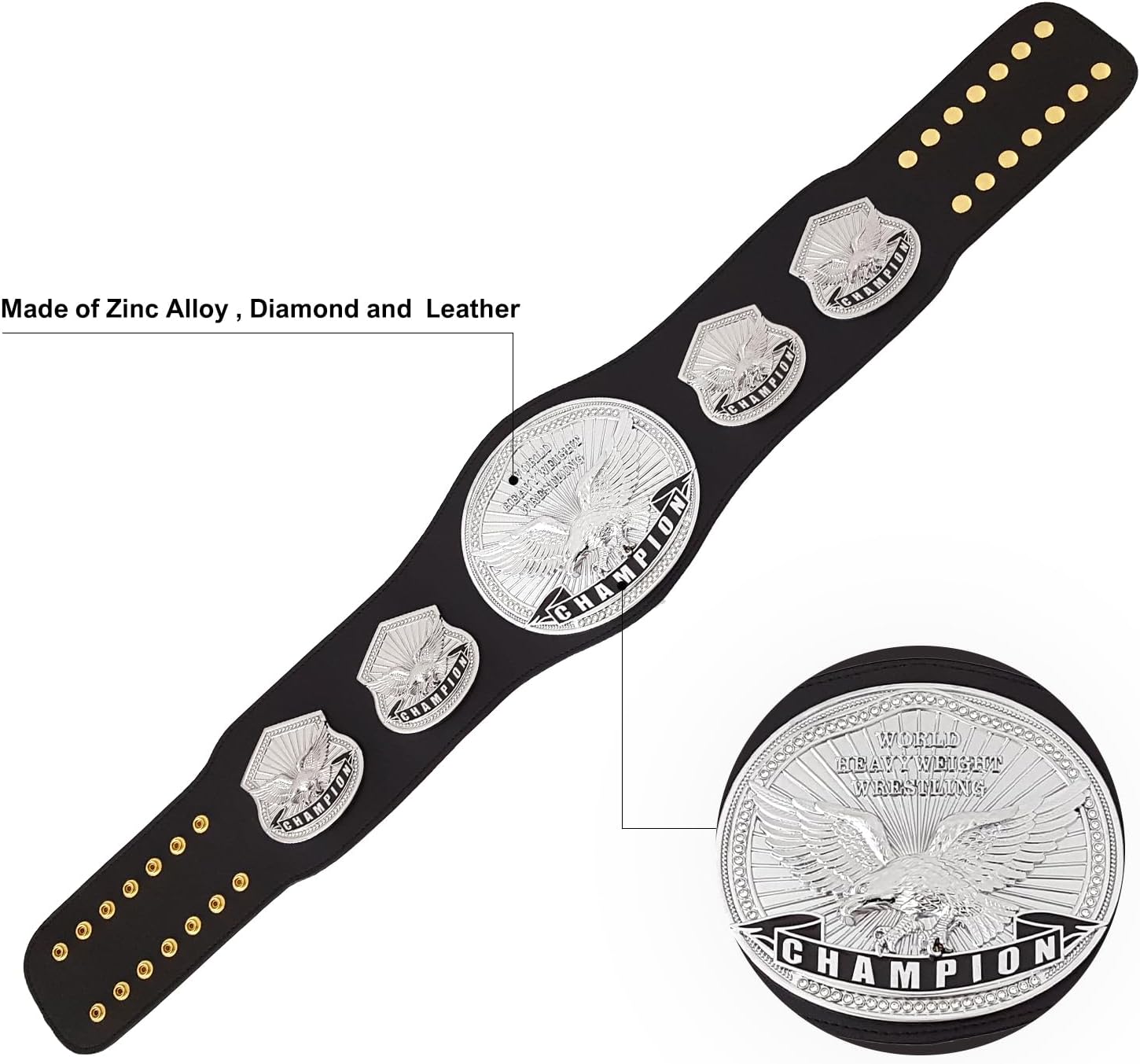 Championship Belt Adult, Wrestling Championship Belt, Large Leather Champion Trophy Heavy Award Gift Prize