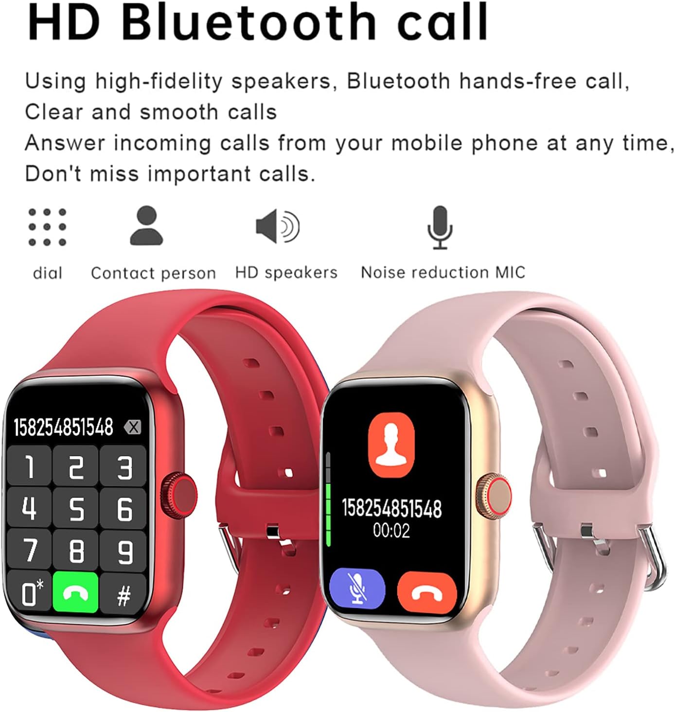 321OU Smart Watch for Android & iOS Phones, Smartwatch 1.75 Touchscreen Activity Tracker with Heart Rate Sleep Monitor Pedometer Fitness Tracker Compatible with iPhone for Kids Women Men (Pink)