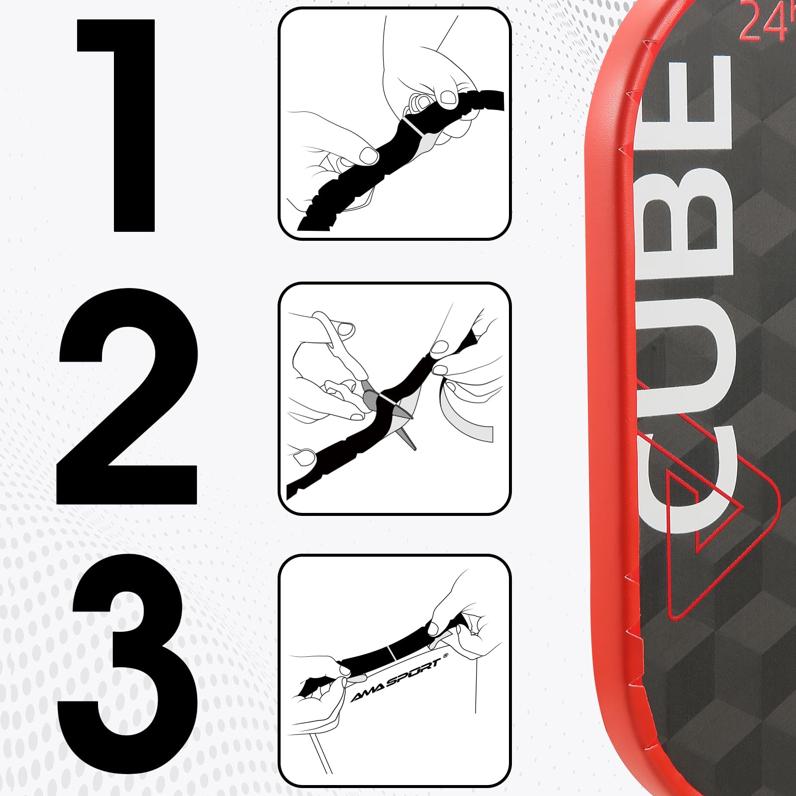 Lot De 2 Bandes Protection Tête Raquette Tennis & Pickleball - Protection TPU Durable Noire