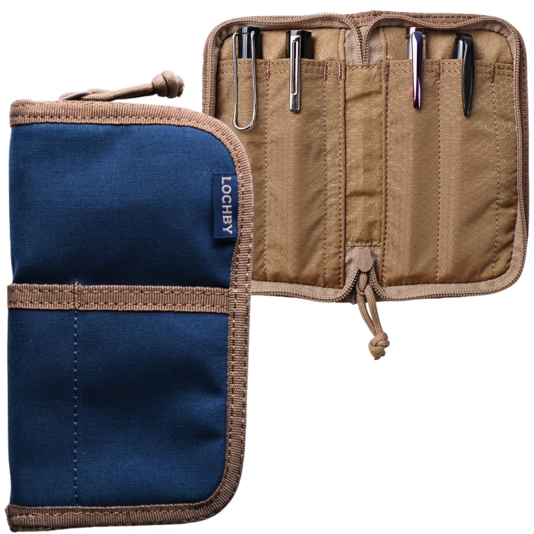 LOCHBY® Quattro | Slim & Elegant Pen Pouch | Durable Waxed Canvas Lightly Padded for Fountain Pen & Mechanical Pencil | Compact Design Holds 4 Pens | For Everyday Carry, Travel & Creative Artists