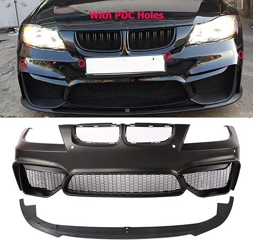 PENSUN Parachoques estilo F80 M3 M4 con agujeros PDC para BMW E90E91 3-Series Sedan 2006-2008 (no compatible con M4 F80 M3 Vehile)