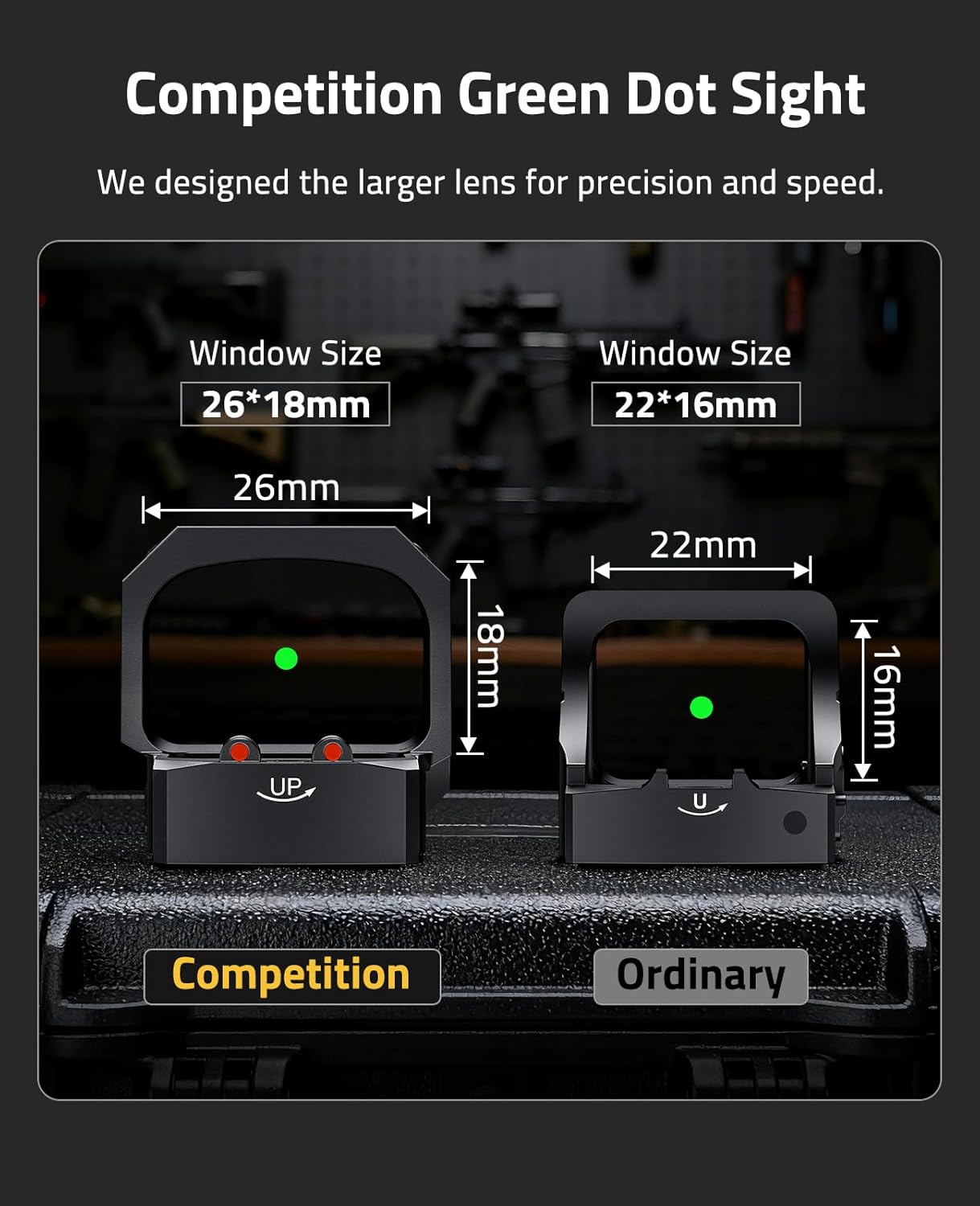 CVLIFE WolfCovert X Multi-Reticle Red/Green Dot,Compatible with RMS/RMSC,26mm Large Lens & 3000G Shockproof,3MOA Dot & 32MOA Circle Optic,Motion Awake Red Dot,with Adapter Plate for RMR/MOS/Picatinny.