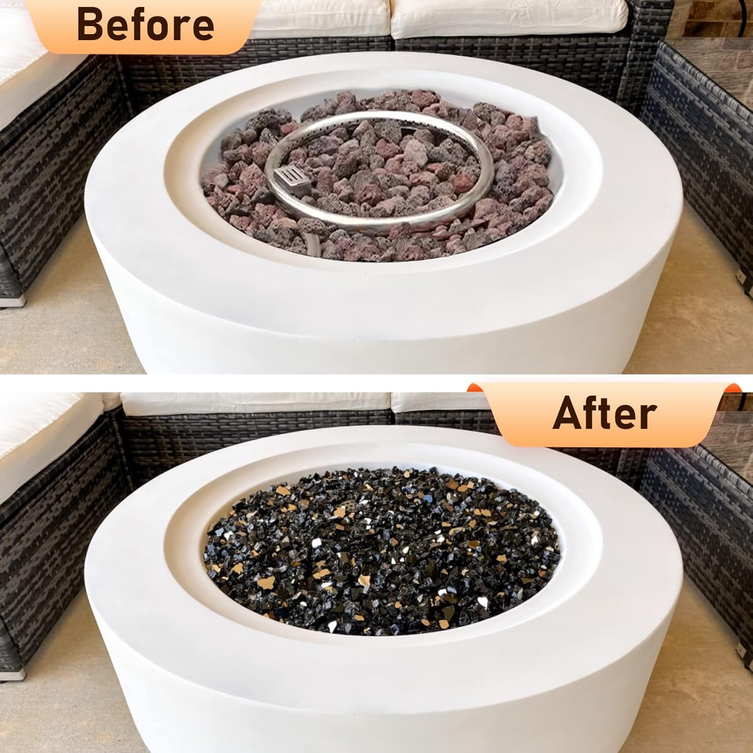 10 lbs Fire Glass, 1/2 Inch Black Reflective Fire Glass for Propane Fire Pit, Fire Pit Glass Rocks Safe for Fireplace, Table and Landscaping - Image 2