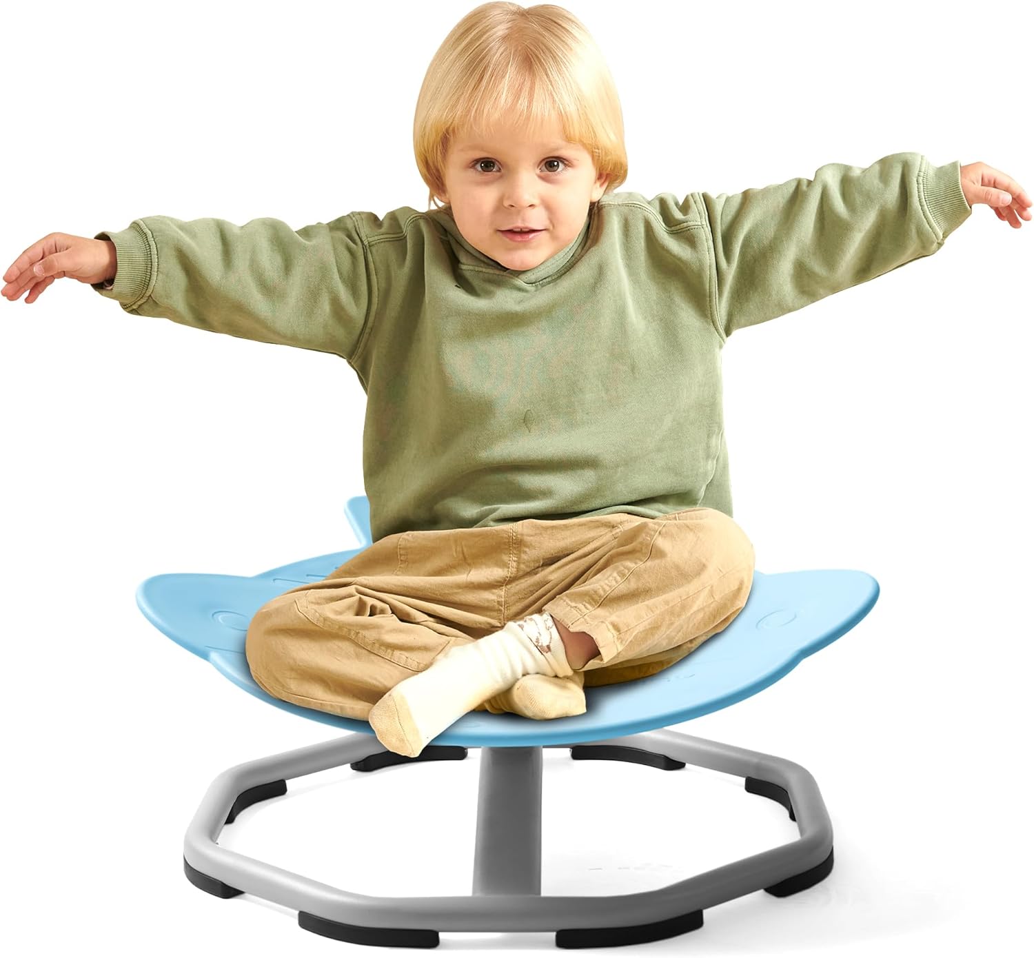 Spinning Chair for Autistic Kids – UFO Shape Blue Sensory Spinning Chair | Indoor Autism Toy | Ages 3+ | 220 lbs Capacity