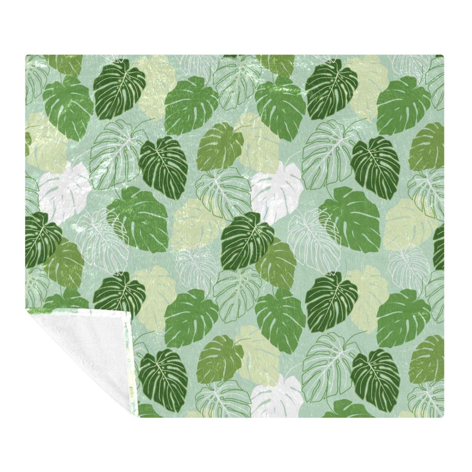 Couverture Monstera plaid polaire canapé lit voyage adulte enfant 150x130