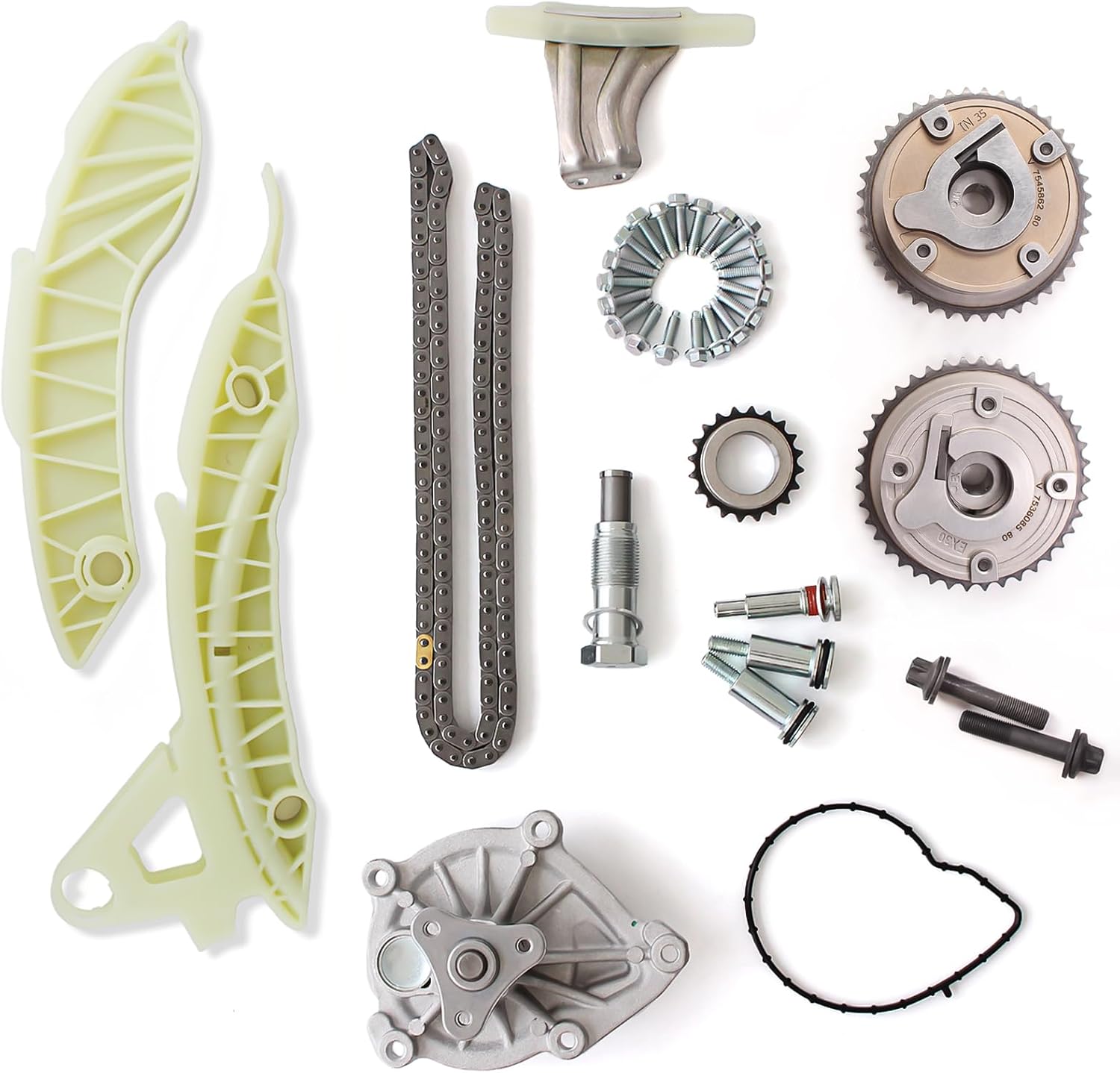 AUCERAMIC Timing Chain Kit with VVT Sprockets & Water Pump Fit for 2007-2016 Mini Cooper 2011-2016 Mini Cooper Countryman 2013-2016 Paceman 1.6L L4 Replace# 11517550484 AW6244 11311439853 11517551484