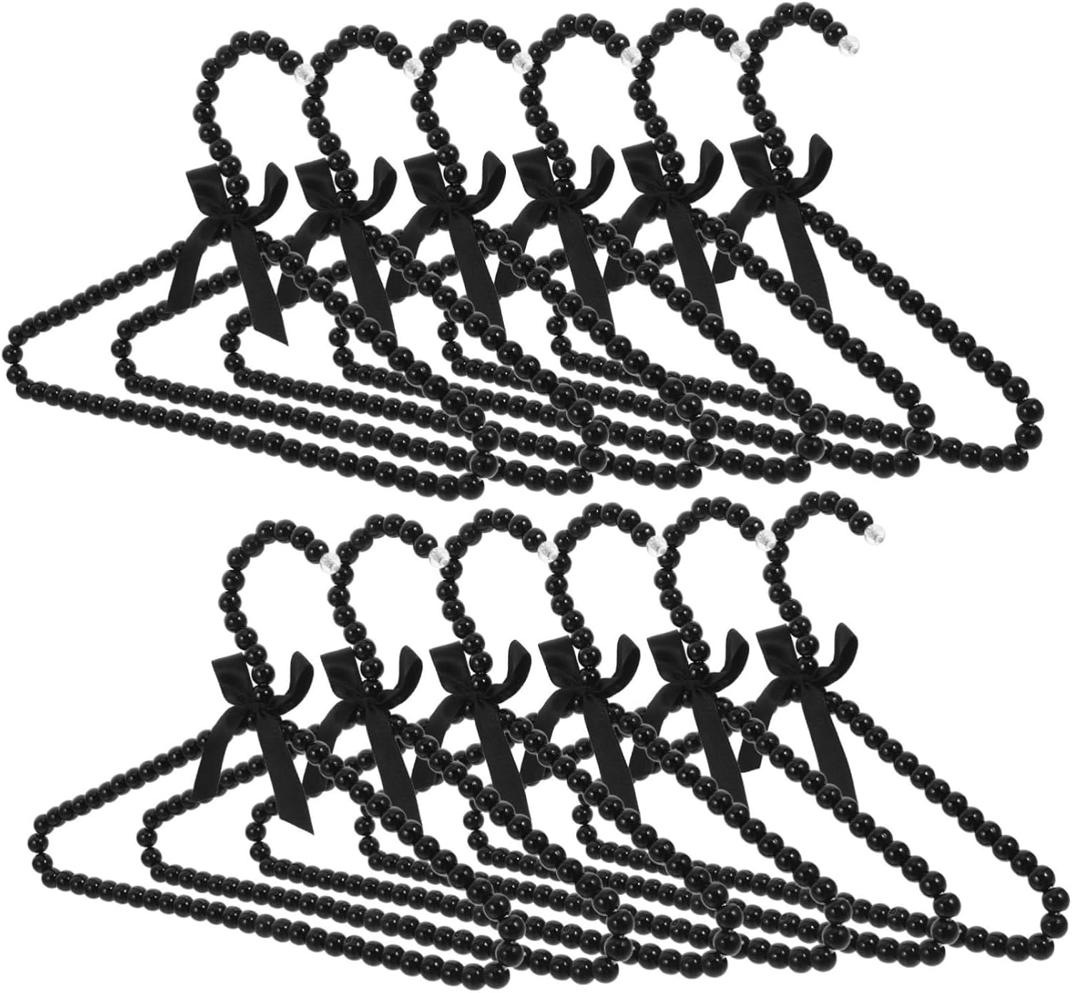 12 Pcs Girls' Pearl Hangers with Bow Kids' and Pet Clothes Hangers Stylish Garment Rack for Closet Organization