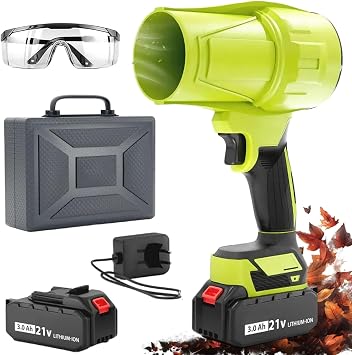 Handheld Leaf Blower, Handheld Blower, Cordless Leaf Blower, Ultra-Light, Ultra-Powerful, 200 Mph Airflow/40 Minutes Runtime, for Yard/Patio/Car/Lawn Cleaning Green-1Battery