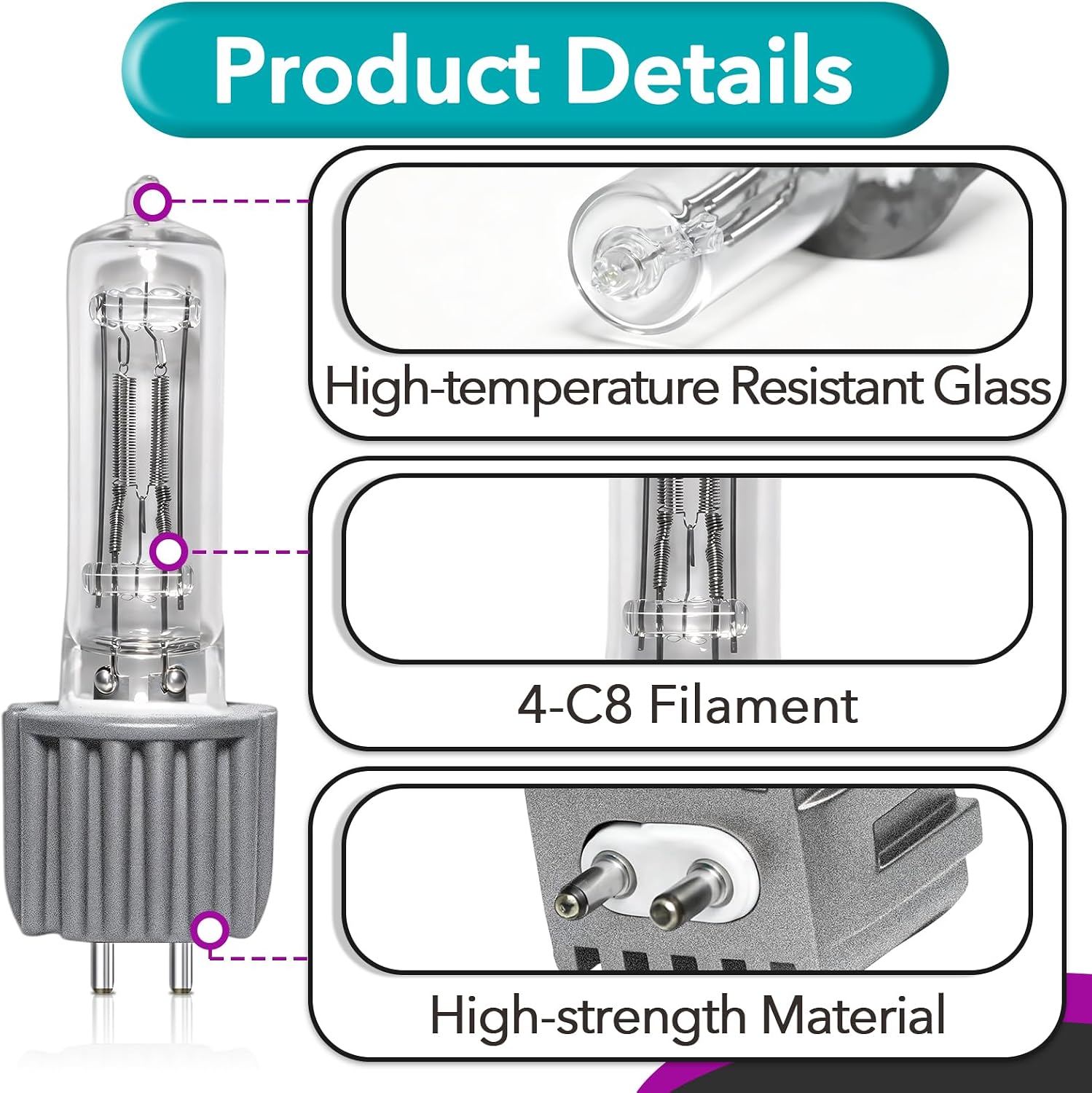 10 Pcs 54622 Lamp Bulb, HPL 575W 115V Halogen Lamp for Stage/Studio/Theater/Exhibition Lighting, G9.5 Medium Bi-Pin Base