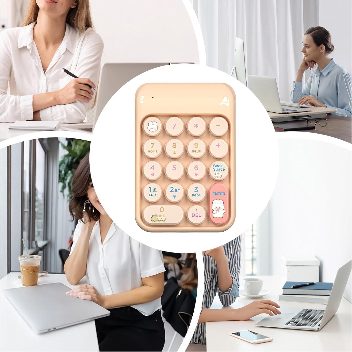 Wireless Number Pad | 18 Keys Cartoon External Numpad | 2.4G Numeric Keypad - for Financial Accounting Office Work Study Game PC Laptop