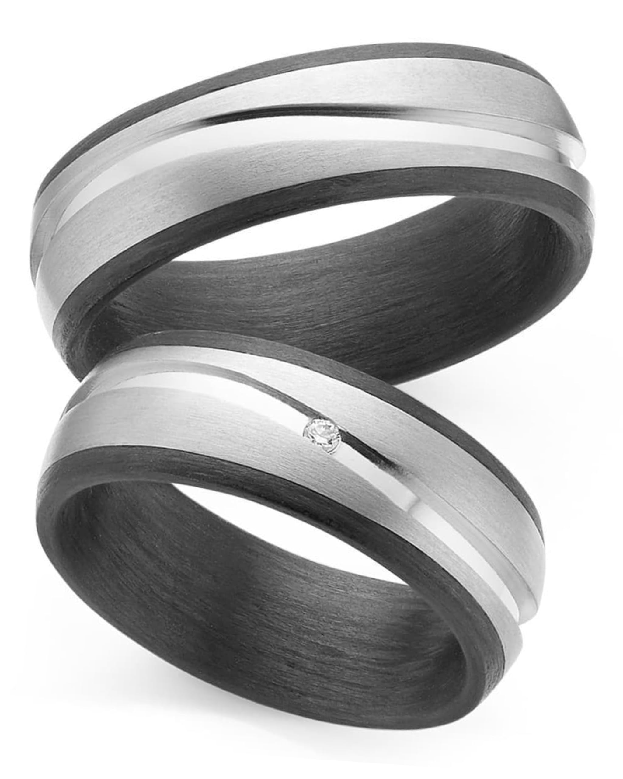 123traumringe Eheringe in Carbon & Titan I Partnerringe mit Brillant & Etui I Gravierbare Eheringe mit Ringgröße 50-70 mm I Hochwertige Verlobungsringe in 7 mm Breite & 2,5 mm Stärke I P9
