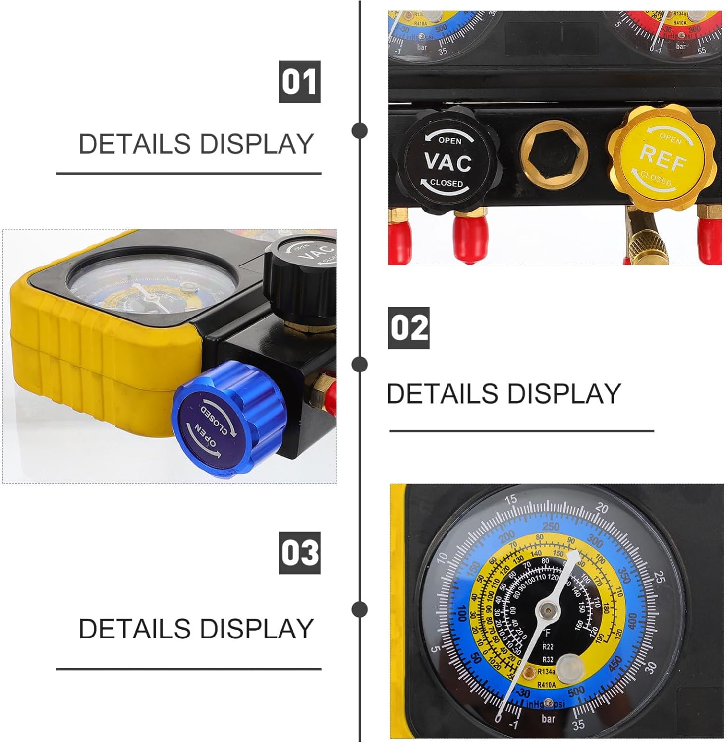 Ac Manifold Gauge Set Refrigerant Gauge Fluoride Table Diagnostic Kit Storage Box Included Easy to Read Random Color