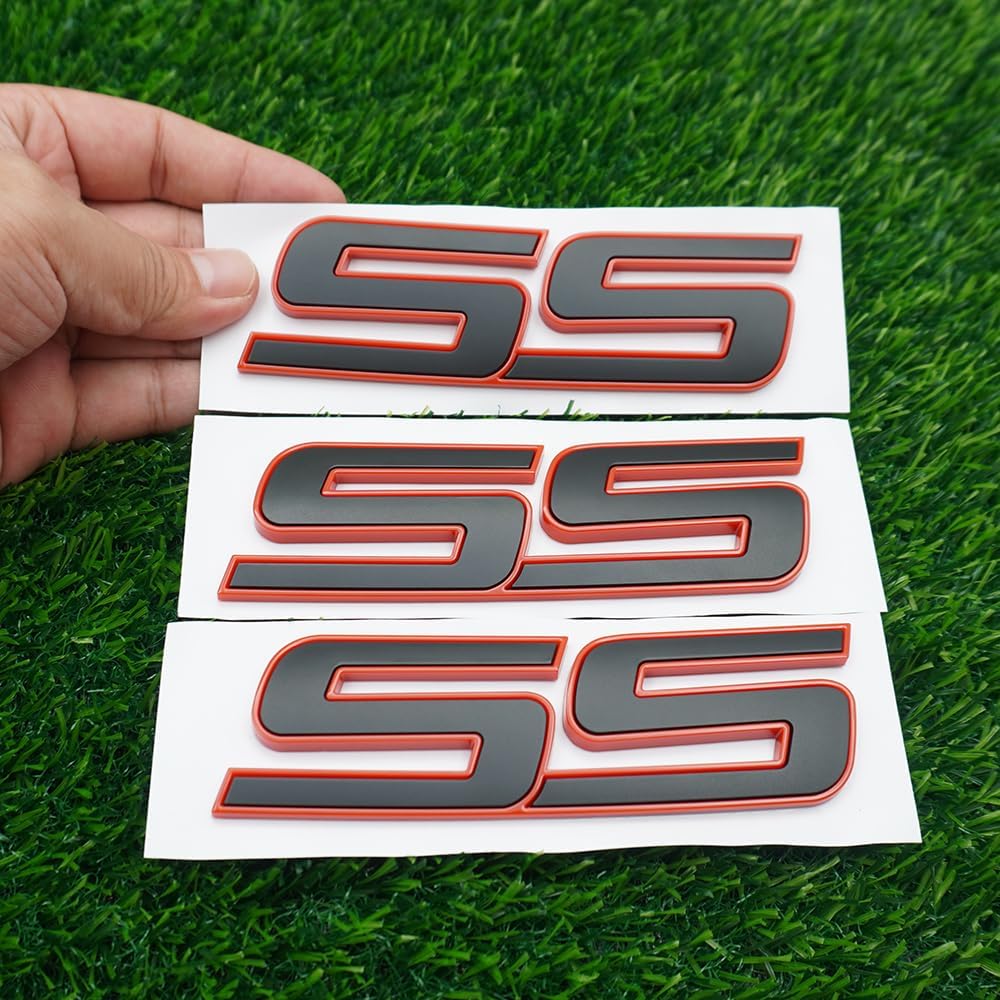 3Pc Front Door SS Emblem 3D Badge Sticker Nameplates Replacement for 2006-2010 Impala Equinox HHR Carlo SSR Trailblazer 15211285 Origianl Size (White)