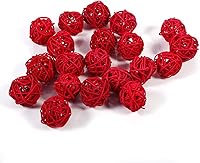 Vista 9 de Tbest Bolas decorativas de mimbre de ratán, 20 unidades, adornos decorativos para bodas, Navidad, fiestas de cumpleaños (blanco)