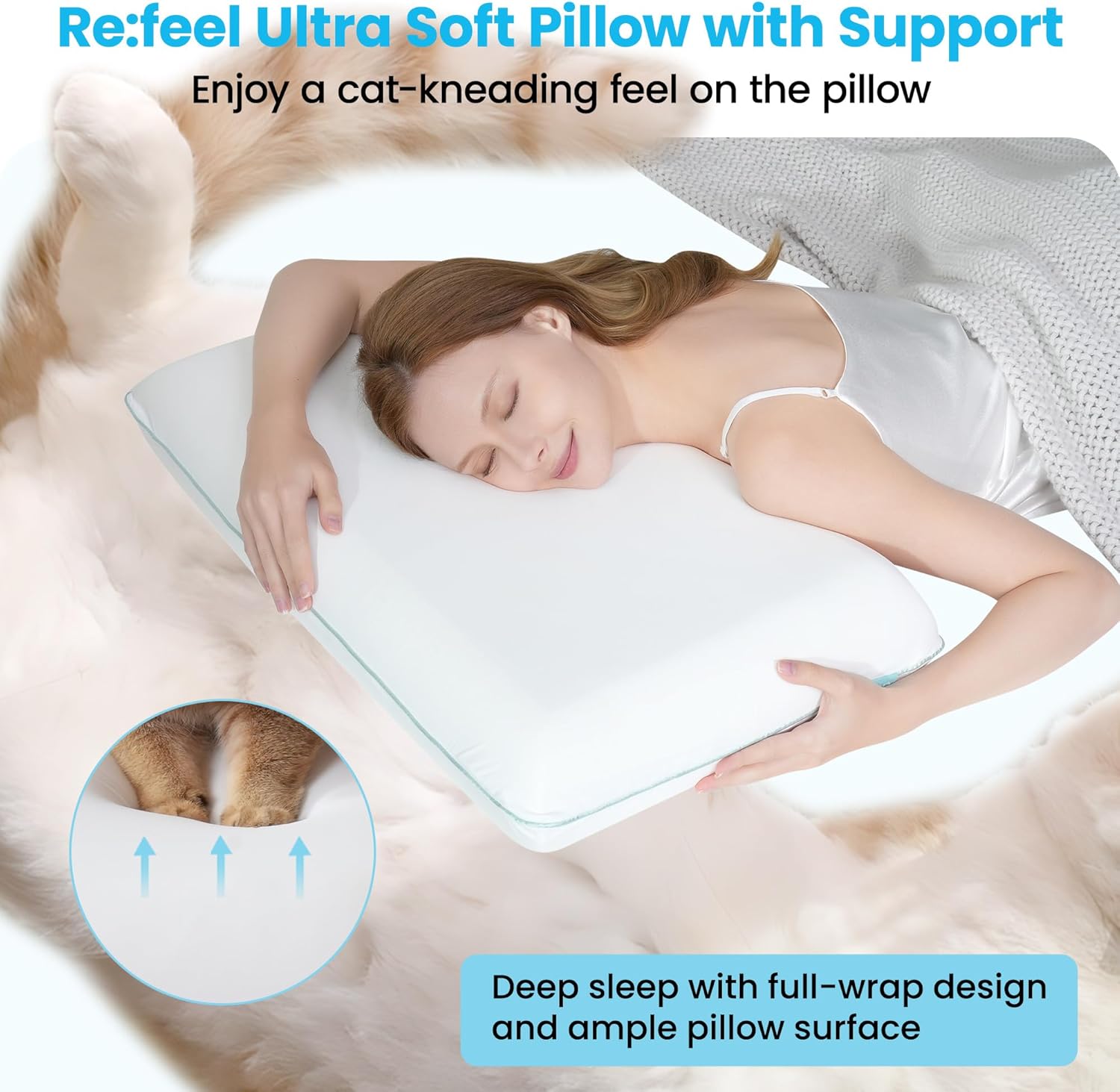 Soft Cooling Memory Foam Pillow, Neck Pillow for Sleeping, Cervical Neck Pillow for Side Sleepers, Back Stomach Sleepers, Ergonomic Pillow for Neck Pain Relief, Orthopedic Deep Sleep Pillow