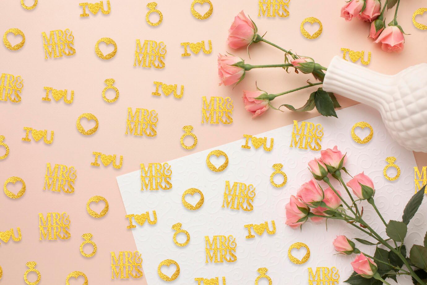 Confeti De Corazones Dorados SHATCHI - 14 G Para Bodas, Cumpleaños, Aniversarios Y Fiestas