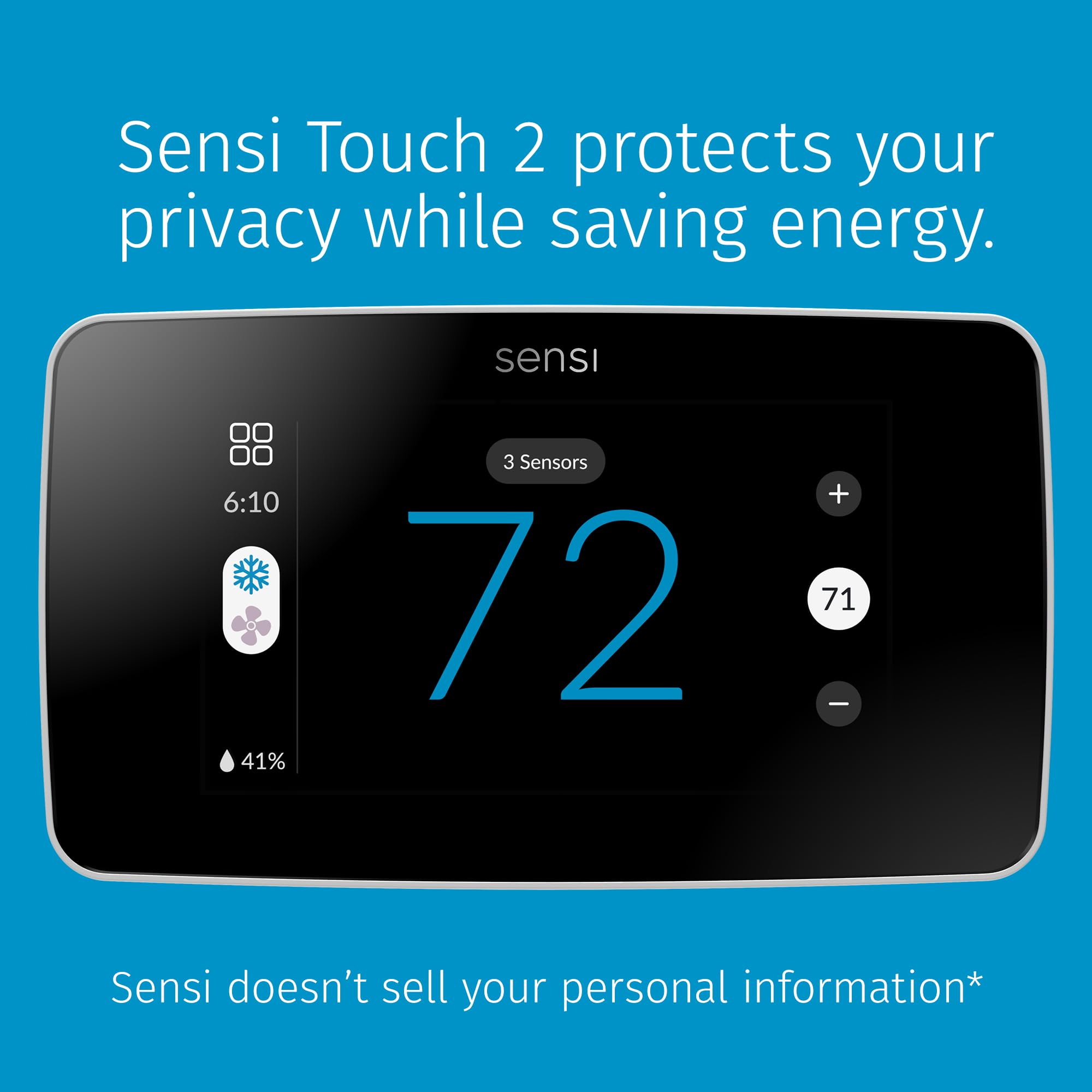 Sensi Touch 2 inteligentny termostat z kolorowym wyświetlaczem ekranu dotykowego, 100 lat doświadczenia, programowalny, Wi-Fi, prywatność danych, łatwe majsterkowanie, współpracuje z Alexa, certyfikat