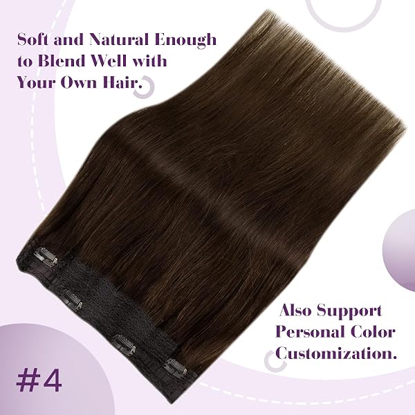 LaaVoo Wire Hair Extensions Human Hair 18 Inch Medium Brown Wire Human Hair Extensions Light Brown Human Hair Extensions Long Straight Hair 86g - 2