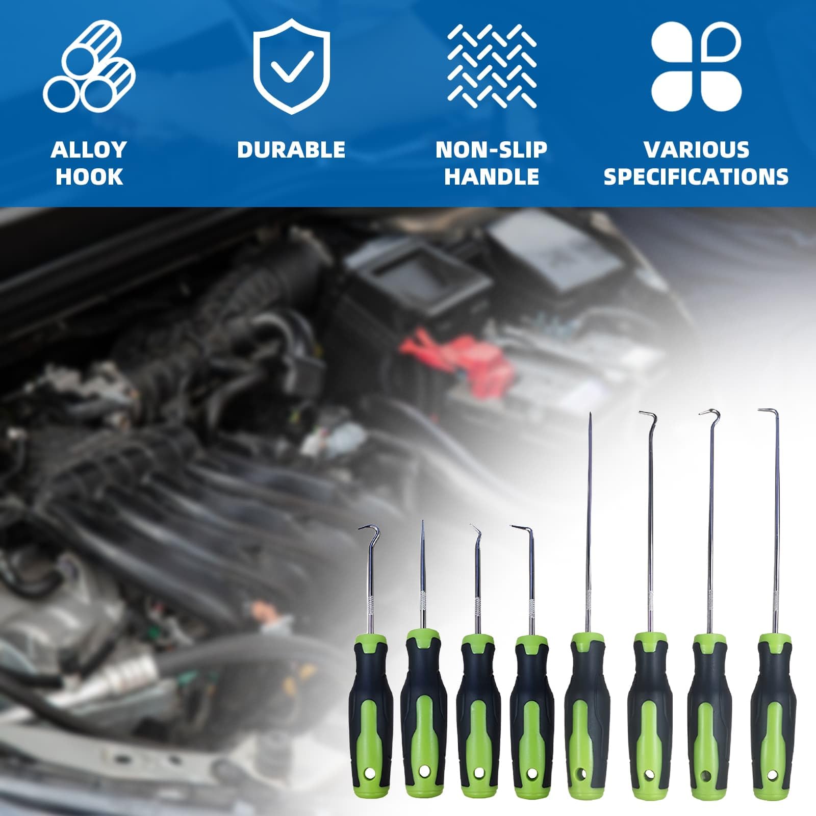 Hook and Pick Set Picks Hook Kit 8pcs, Automotive Precision Screw Kit, Automotive Pickaxe Kit, Mechanical Lock Pickaxe Kit - Image 3