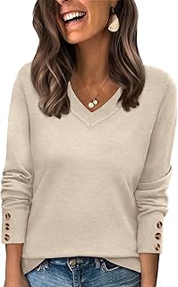WIHOLL Women's V-Neck Knit Sweater