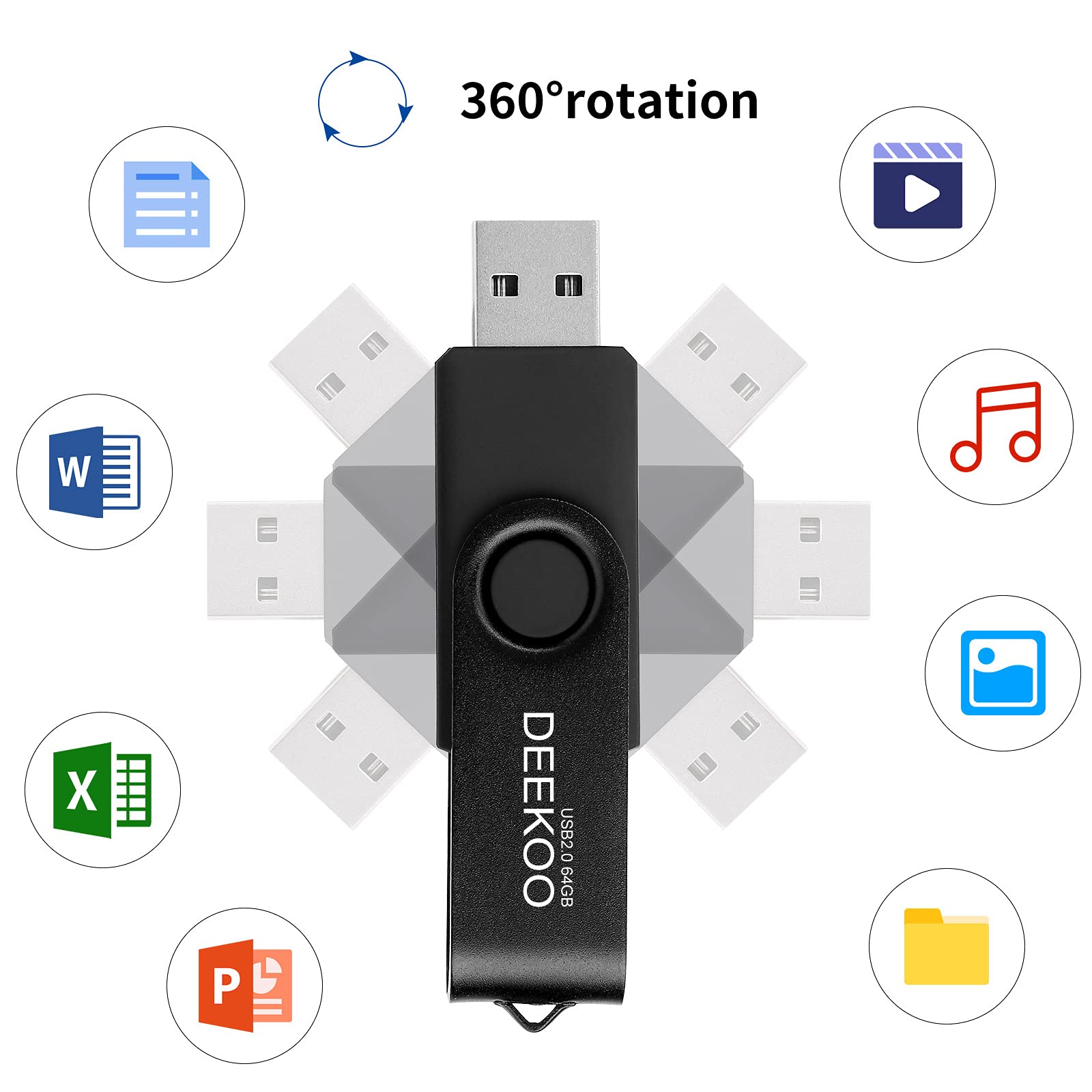 Unidad flash 64GB Pulgar Drives Memory Sticks Jump Drive 3Pack 64GB USB 2.0 Flash Drives Colores mezclados: Negro Rojo Verde