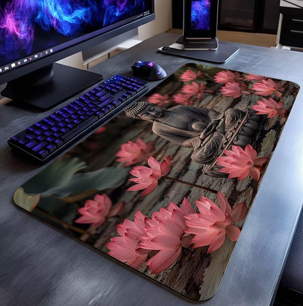Zen Podkładka pod mysz Podkładka pod mysz xxl 1000x500x3mm Wodoodporna podkładka pod mysz z antypoślizgową gumową podstawą do laptopa Klawiatura Gracz PC Prezent Dekoracja Jesień Biuro Krajobraz DBYH