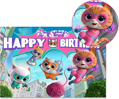 Miniatura 6 de 118 piezas de suministros para fiesta de cumpleaños de gatitos. Las decoraciones de cumpleaños de súper gato incluyen globos, pancarta, decoración