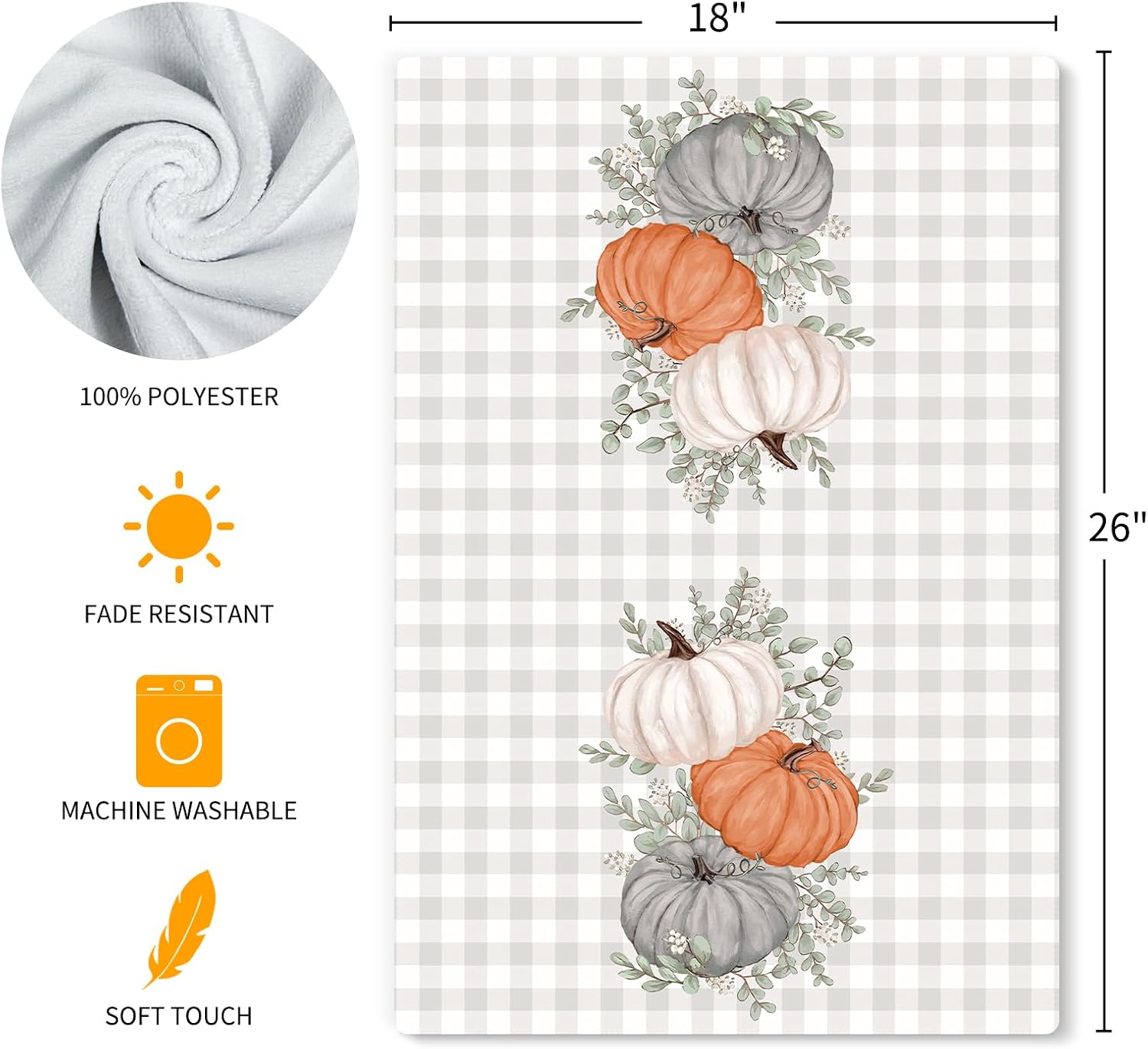 Siilues Fall Kitchen Towels 18 x 26 Inch Set of 2, Fall Dish Towels Pumpkin Decorations for Home Happy Fall Decor Seasonal Thanksgiving Decorations for Home Kitchen Decor Hand Towels - Image 6