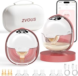 Hands Free Breast Pump Comfortable, Painless Strong Suction Power Rechargeable Electric Breast Pump Smart App Wearable Pump Leakproof 4 Modes Levels Wireless Pump for Driving Office Yoga Sleeping