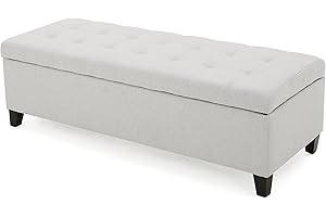 Christopher Knight Home Mission Queen Size Upholstered Storage Ottoman with Tray and Cushioned Top