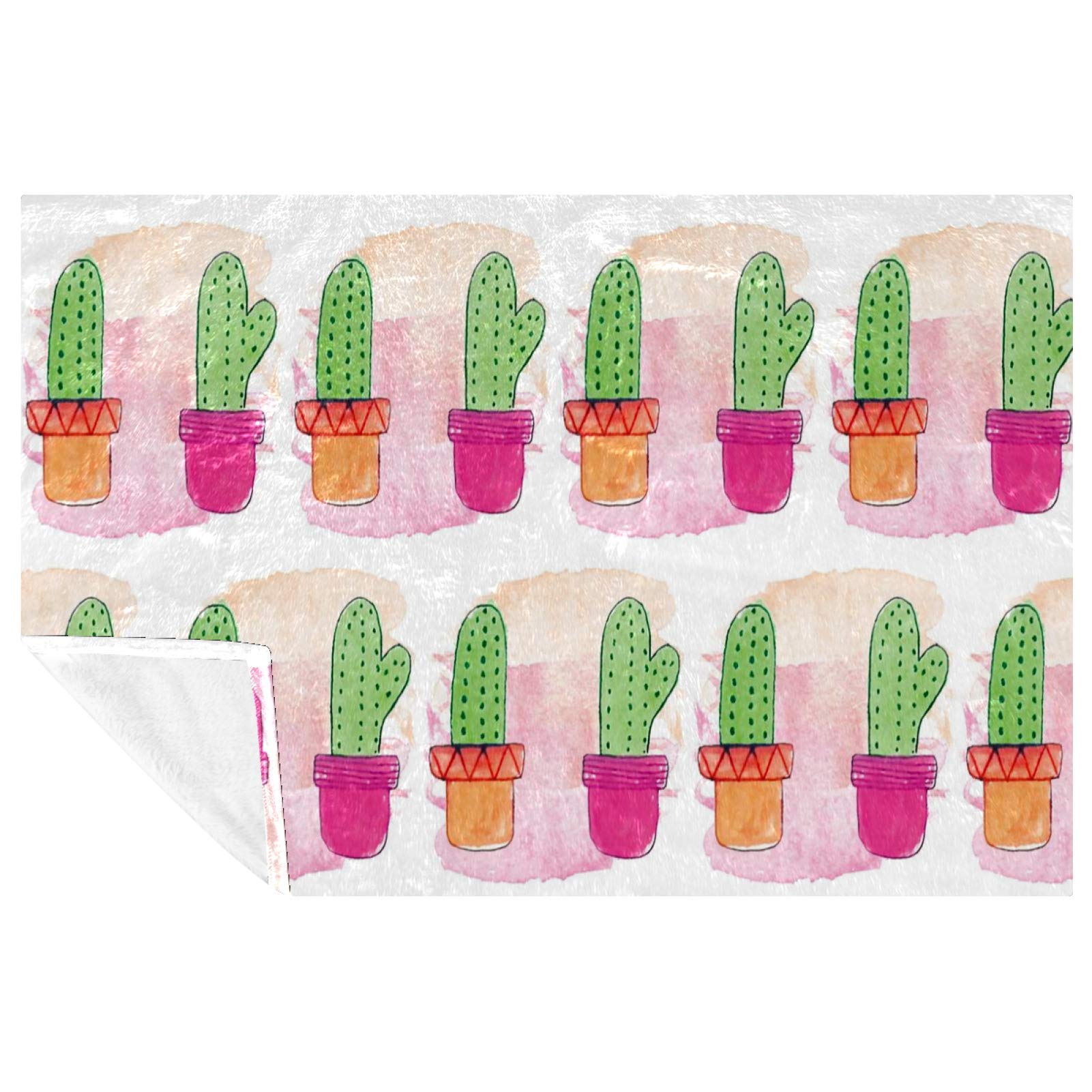 Couverture de lit motif cactus 150 × 100 cm au fini soyeux et toucher d'exception