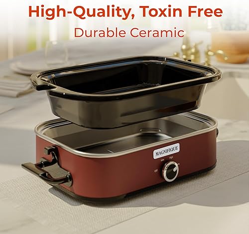 Miniatura 5 de MAGNIFIQUE - Olla de cocción lenta de 4 cuartos de galón con cazuela ajuste de calor manual, electrodoméstico pequeño de cocina perfecto para cenas