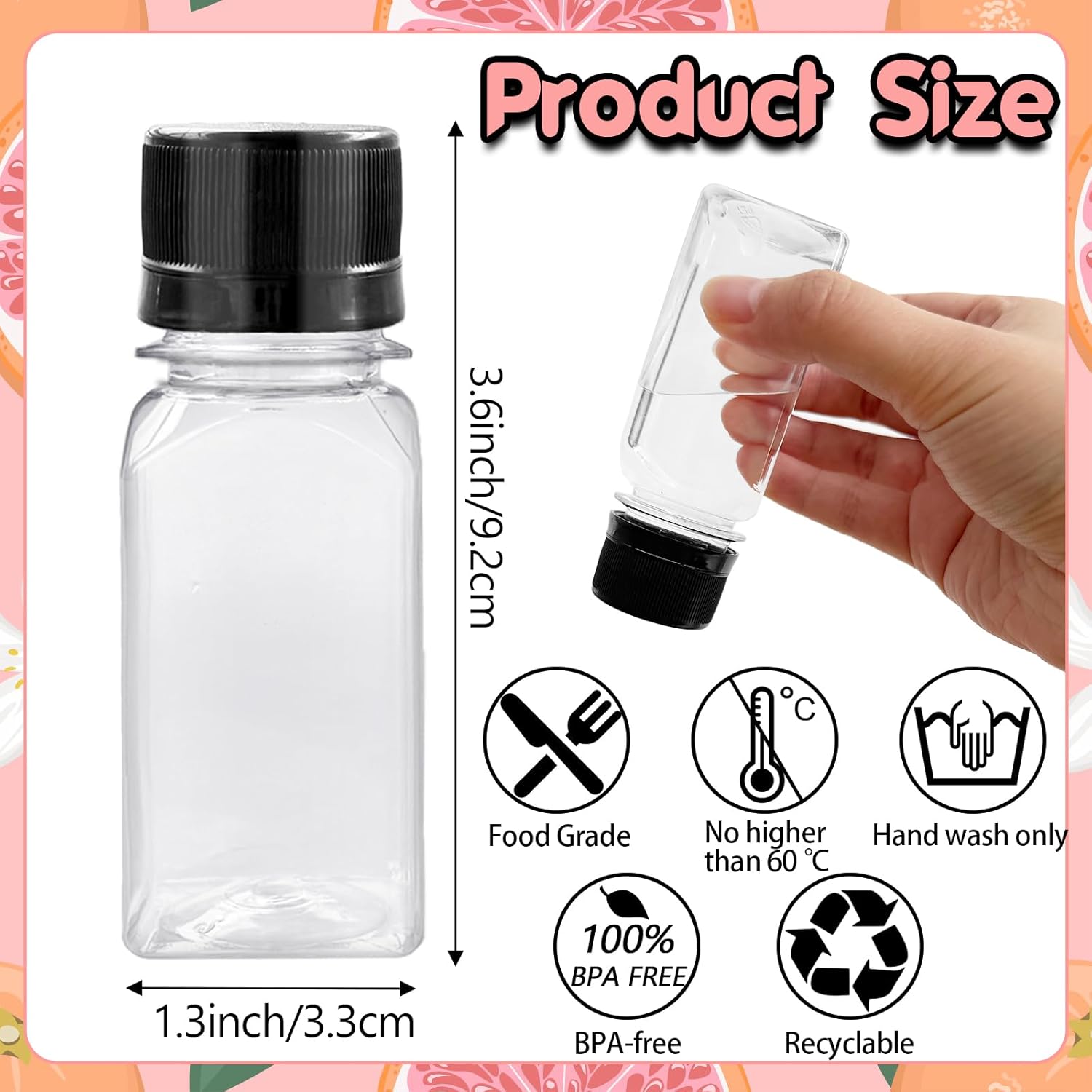 Haawooky 12 Pcs 2oz Small Shot Bottles with Black Caps,Plastic Ginger Shots Containers with 4 Funnels,Clear Empty Plastic Juice Bottles for Juice, Milk and Other Beverages thumbnail