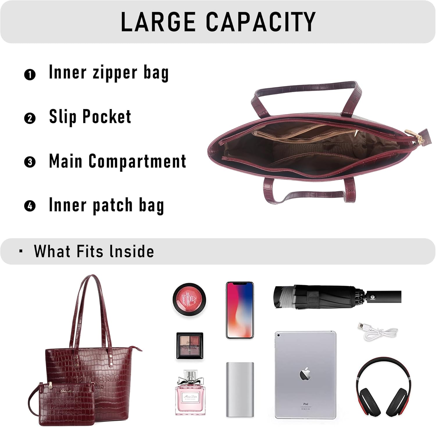 Tote Bag for Women, Medium Top Handle Handbags Purse - Image 6