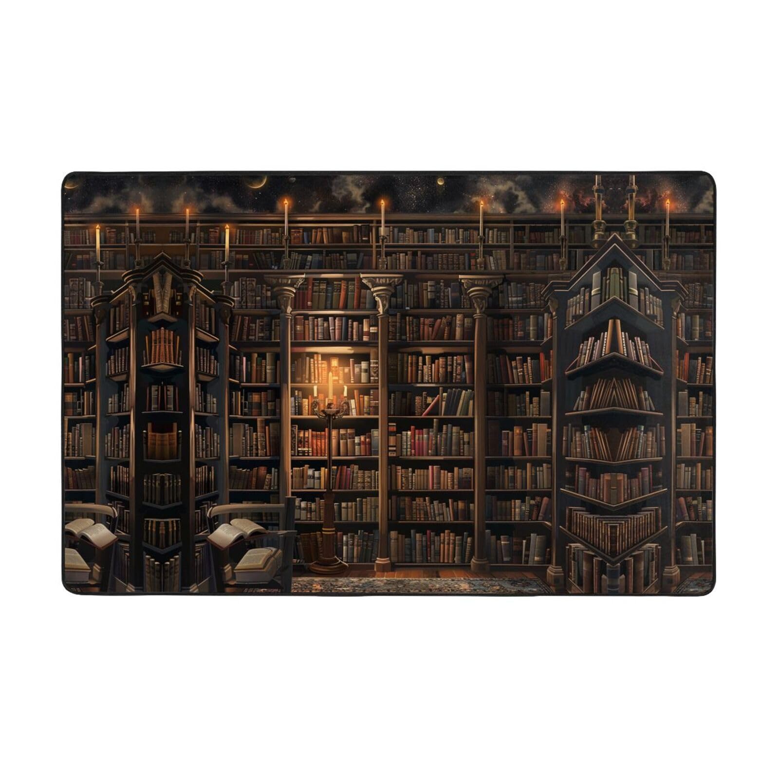 Tapis à poils longs doux en peluche style bibliothèque chic