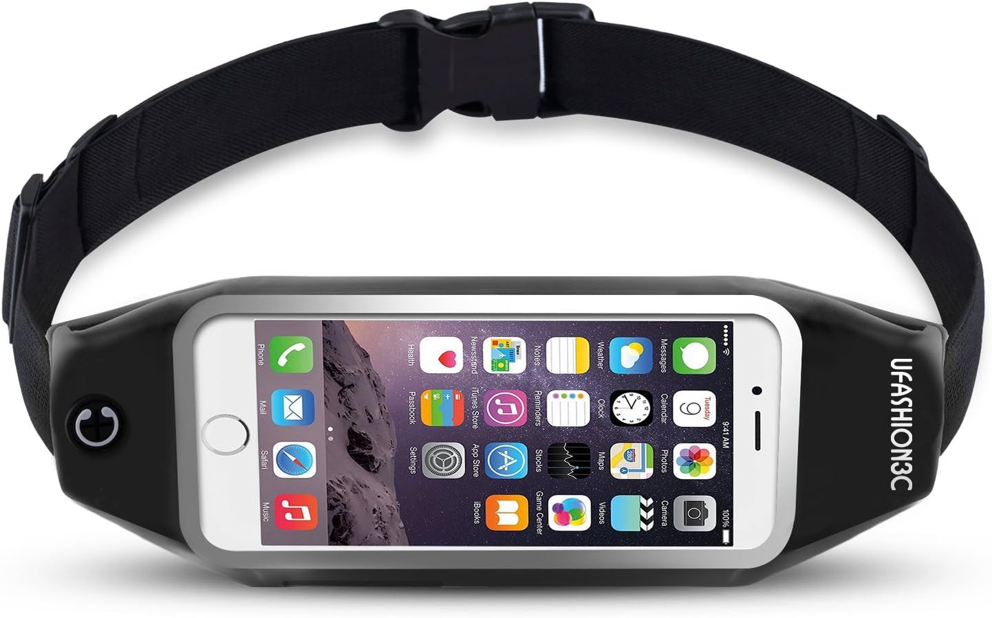uFashion3C Running Belt Waist Pack for Phone, fits iPhone XS Max XS X 8 7 6S 6 Plus, Galaxy S9 S8 Plus,S7 Edge, Note 9, 8, 5 - Water Resistant Reflective Fitness Workout Fanny Pack for Men and Women