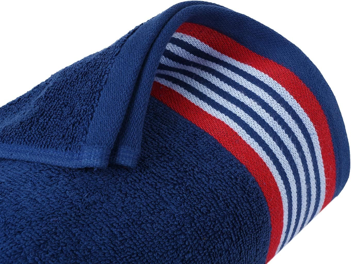 Casa Copenhagen Juego de 6 Toallas de baño 600 gsm-Azul Americano y Rojo | He & She 100% algodón egipcio puro para baño, cocina y ducha: 2 toallas baño, 2 de mano, 2 paños (set regalo mujer y hombre)