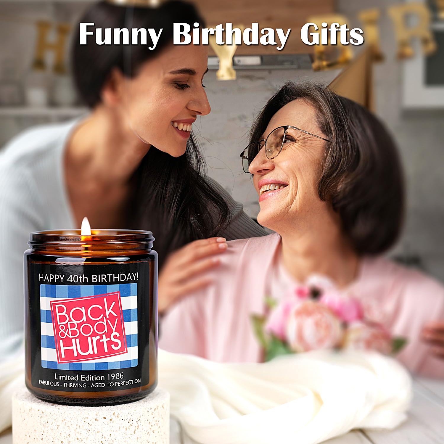 Cadeau d'anniversaire pour homme et femme, décorations de 40e anniversaire pour femme et homme, bougie amusante pour elle, lui, maman, papa, mari, épouse, meilleure amie, sœur, 1984