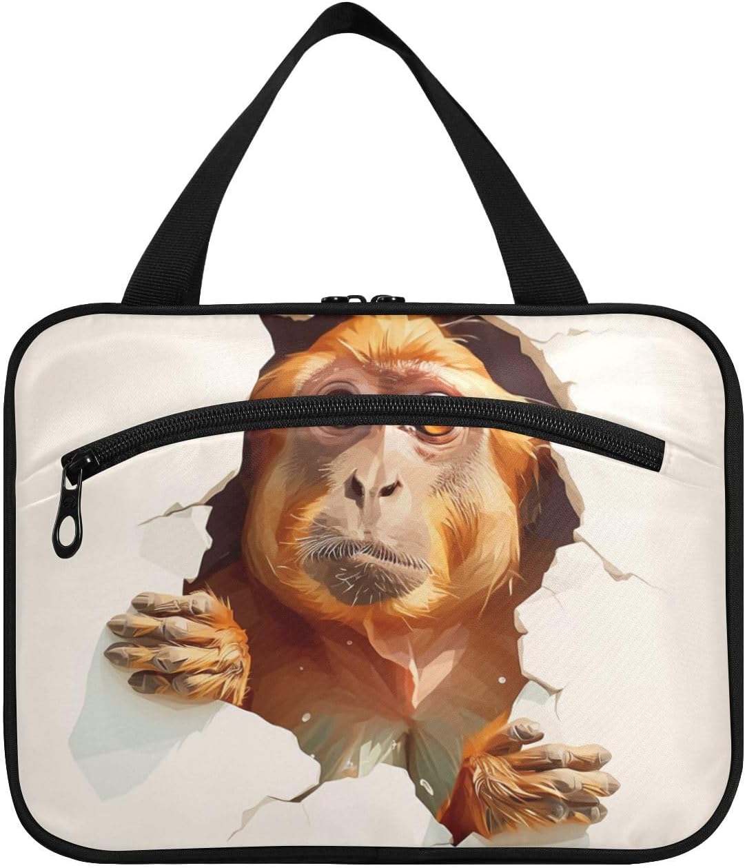 Orange Monkey 3D Hanging Toiletry Bag Hanging Travel with Hook Designer Waterproof Makeup Bag for Travel Must Work organizador de maquillaje para viaje, Orange Monkey 3d, L, casual