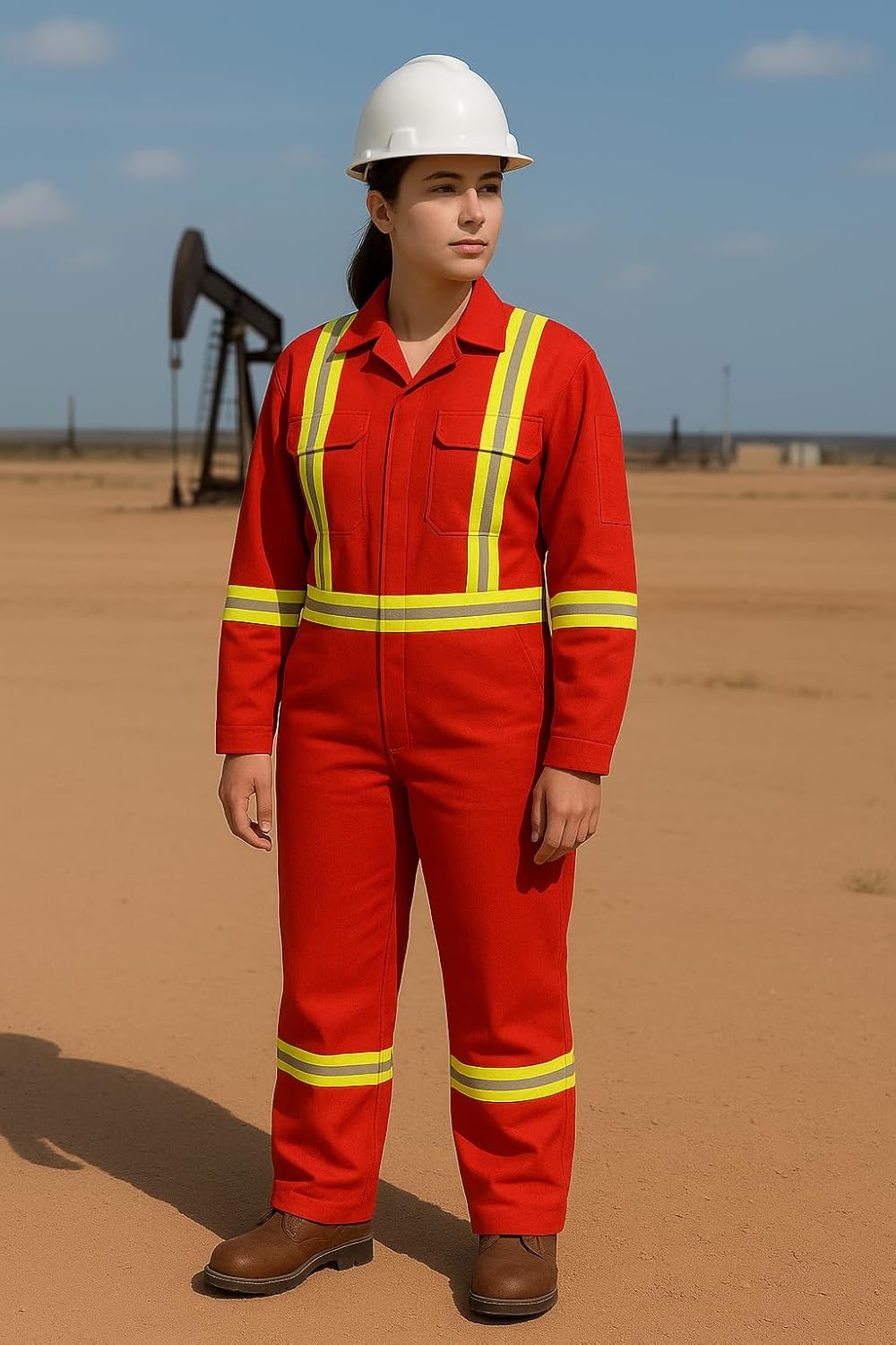 Just In Trend Safety Hi Vis Coverall with Leg Zipper – 100% Cotton, 7 oz
