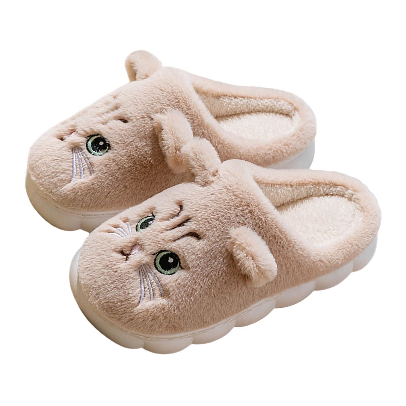 Unisex Plush Slippers with Cat Design Cozy Indoor Outdoor Comfort for Home Wear
