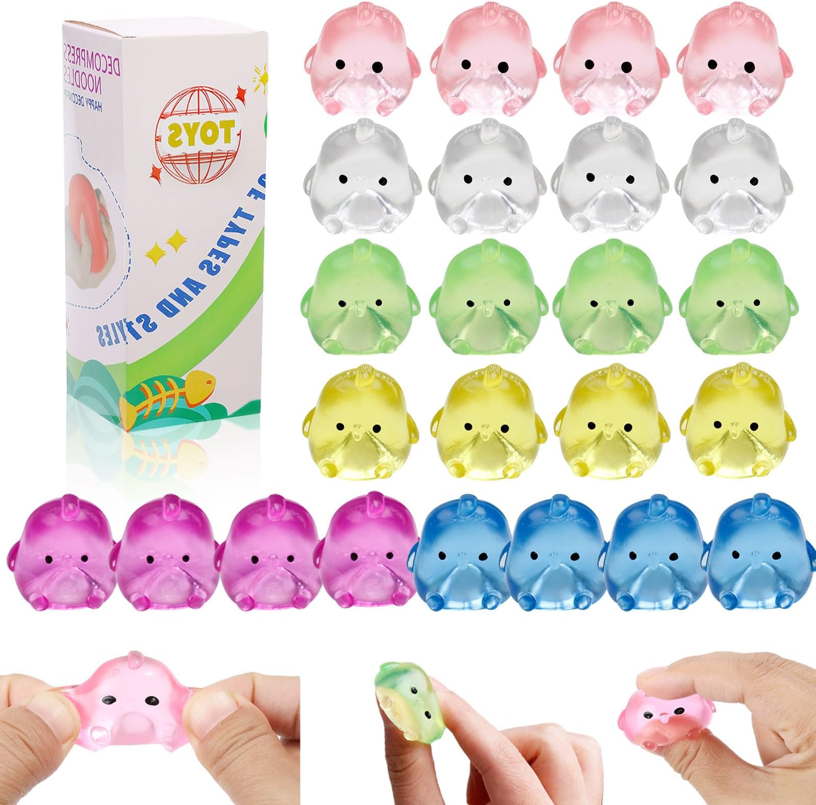24 Pack Taba Squishy Chick with Slow Rise Squishies, Kawaii Squishy Stress Relief Toys Party Favors, Squishy Sensory Fidget Toys for Kids, Sensory Toys for Kids with Autism