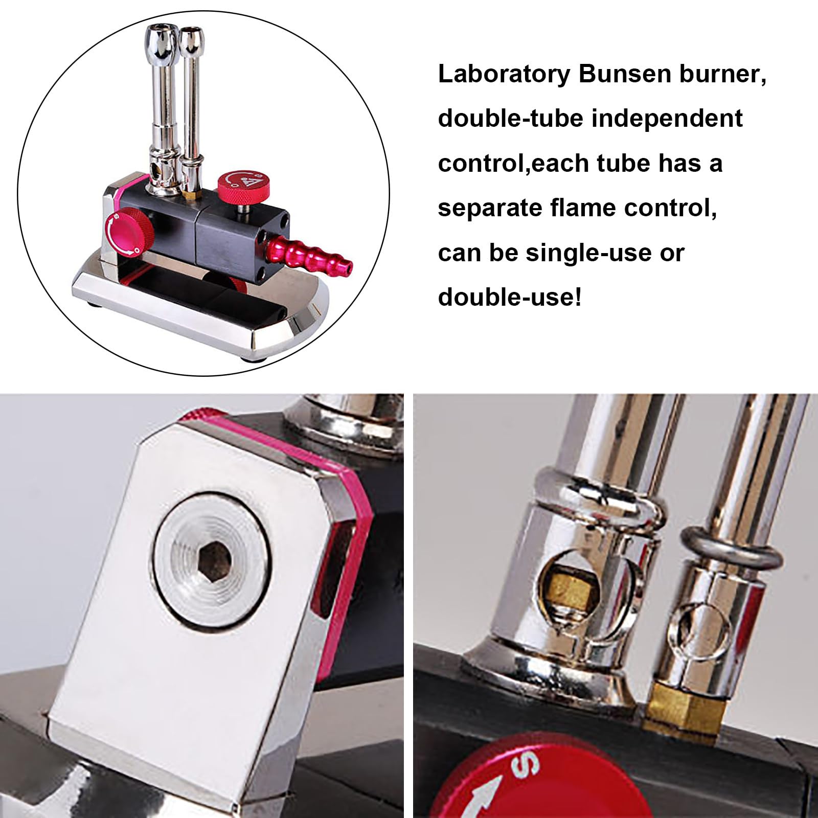 Mechero Bunsen de Laboratorio, lámpara giratoria de Gas propano, Control Independiente de Tubo Simple y Doble, mechero Bunsen en Miniatura Profesional, Equipo de Laboratorio Dental