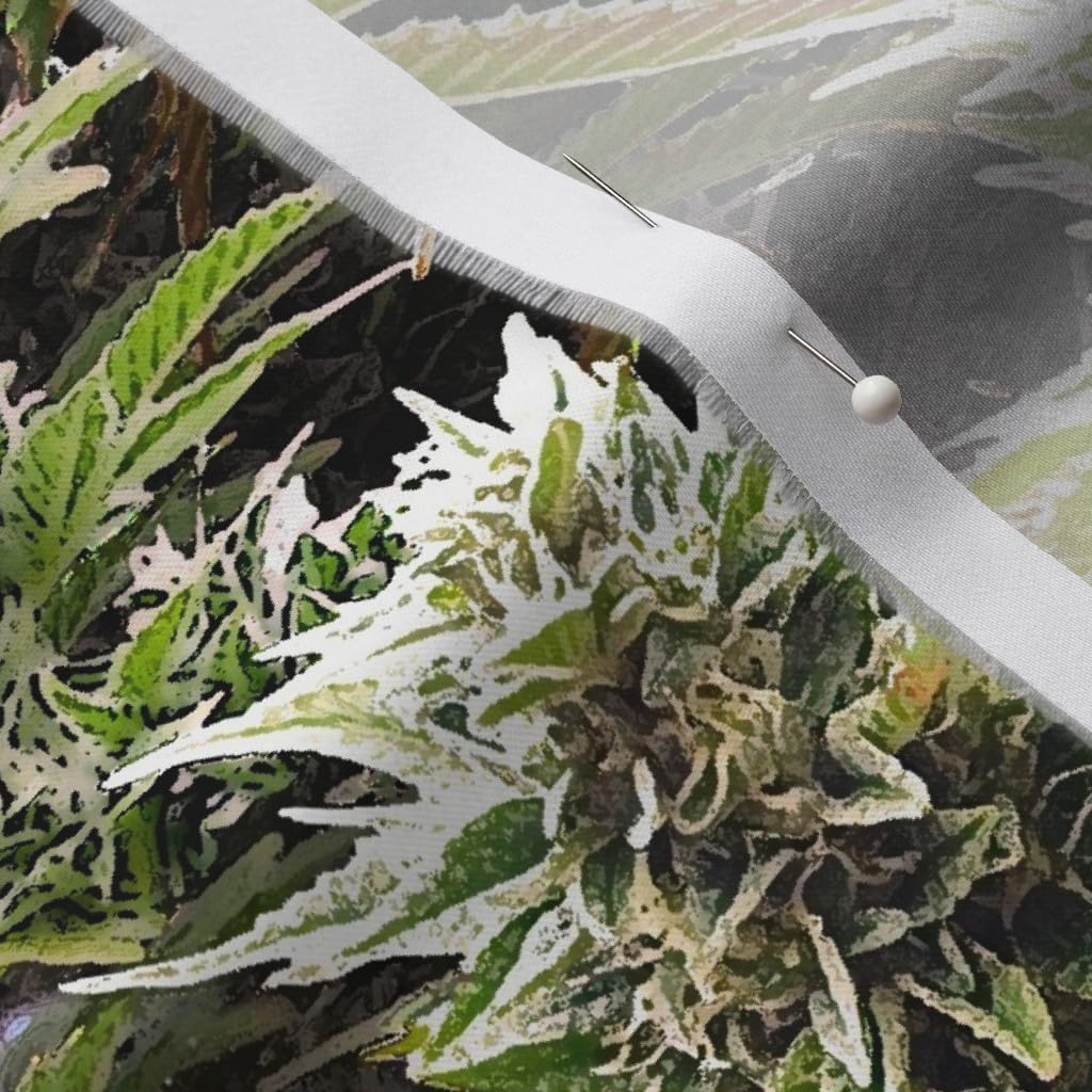 Spoonflower Fabric - Big Marijuana Cannabis 420 Weed Grass Printed on Organic Cotton Sateen Fabric by The Yard - Sewing Quilting Apparel Home Decor