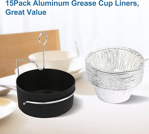 Miniatura 6 de Uniflasy Bandeja y Taza de Grasa para Parrilla y Clip de Grasa compatible con Parrillas de Gas CharBroilKenmore, Bandeja de Grasa con Forro de Papel