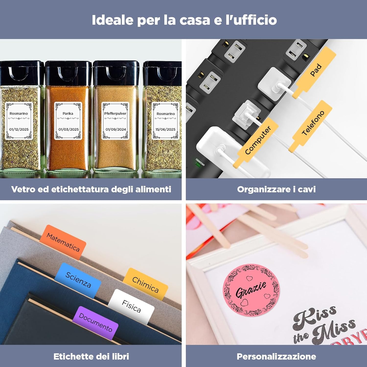 SUPVAN T50M Serie Nastro Etichettatrice, Tondo Φ 50 mm, 8 Rotoli, Bianco | 140 Etichette/Rotolo, Laminato Anti-olio, Impermeabile, Adesivo Forte, Rilevamento Auto, per Imprese, Casa, Scuola
