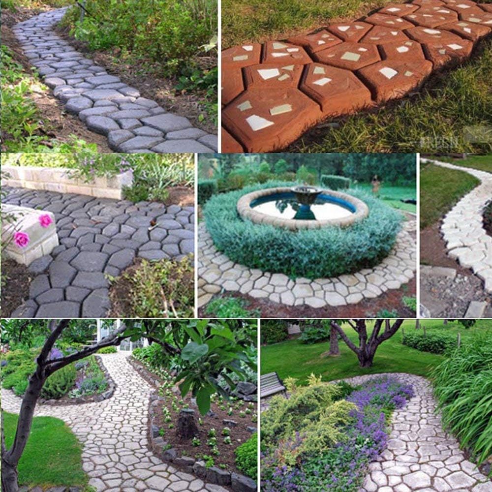 SuperThinker DIY Walk Maker Concrete Molds,Pathmate Stones Mold Paving Pavement Concrete Mould Stepping Stones Paver Walk Way for Garden, Patio, Yard(13''x13'')