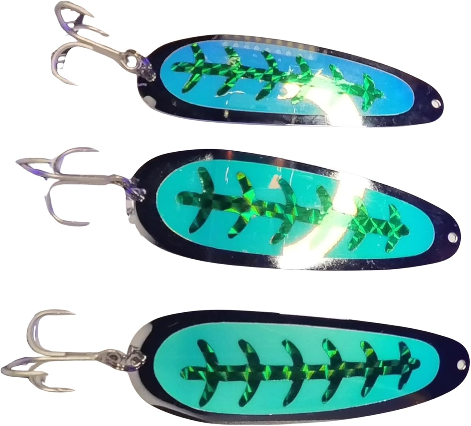 UV & Glow Premium Magnum King Chinook Salmon Trolling Spoons 3 Pack