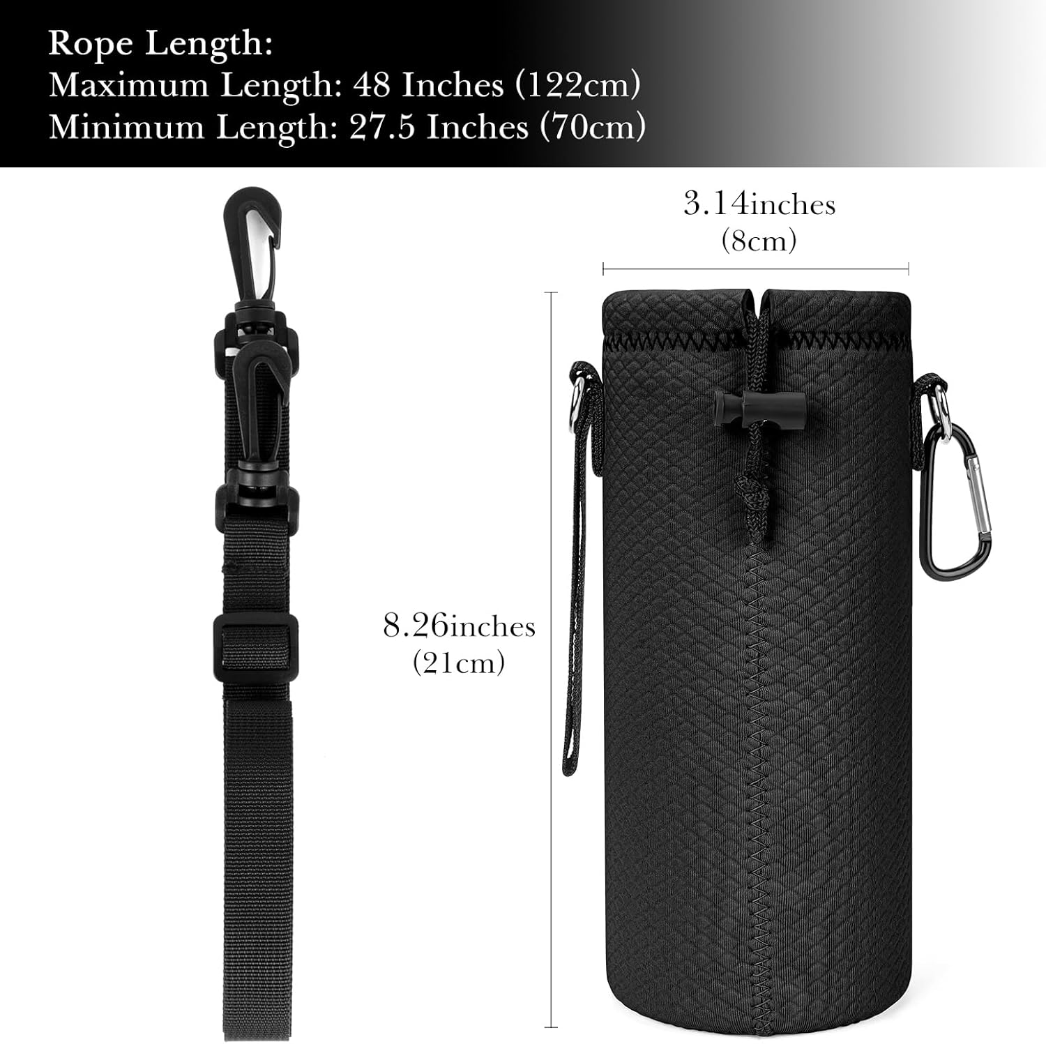 Linkidea Water Bottle Carrier with Strap Compatible with Owala FreeSip 32oz, Twist 32oz Water Bottle, Neoprene Waterbottle Sling Bag Holder, Shoulder Strap, Black - Image 2
